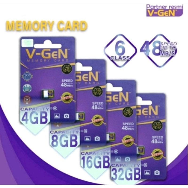 Mmc Kelas 6 Memory V-Gen 4 GB / 8 GB / 16 GB / 32 GB / Kategori Kartu Memori / Merek V-Gen / Tipe Kartu Memori Kelas 10 Mmc Vgen 8 GB / 16 GB / 32 GB