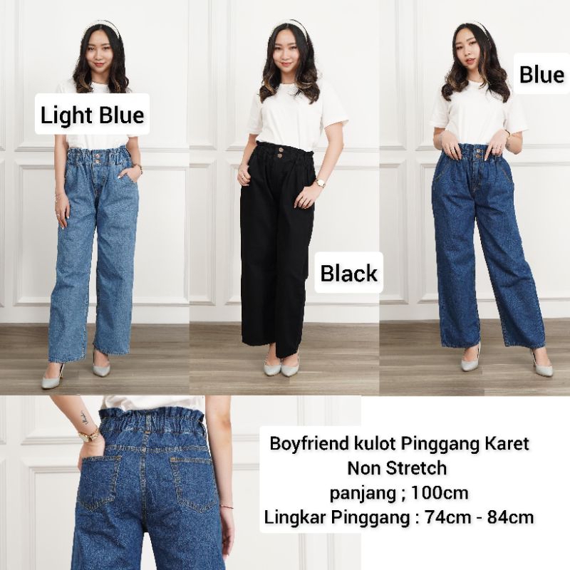 Boyfriend kulot jeans pinggang karet