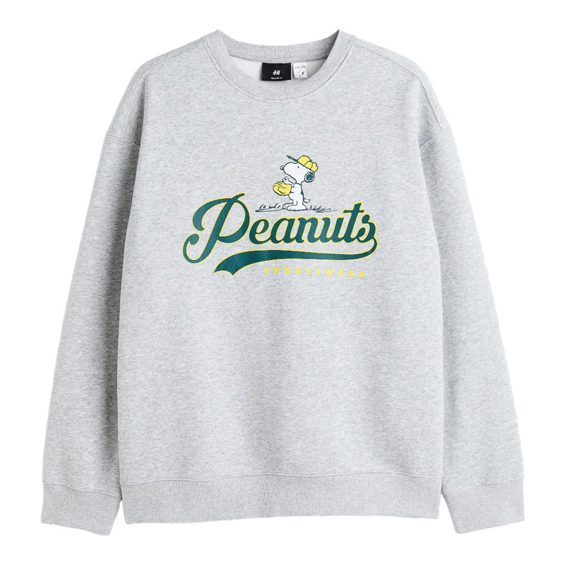 ( 8.8 ) Crewneck Sweatshirt H&amp;M unisex Sablon Peanuts, Flecee Katun Lembut Tebal, Free Papperbag