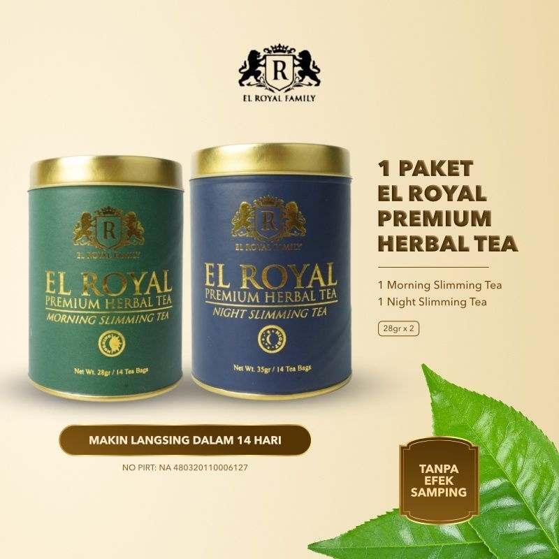 

El-ROYAL TEA _Tea Herbal Alami- El Royal tea 1 paket (1 slimming tea Morning & 1 slimming tea Night)