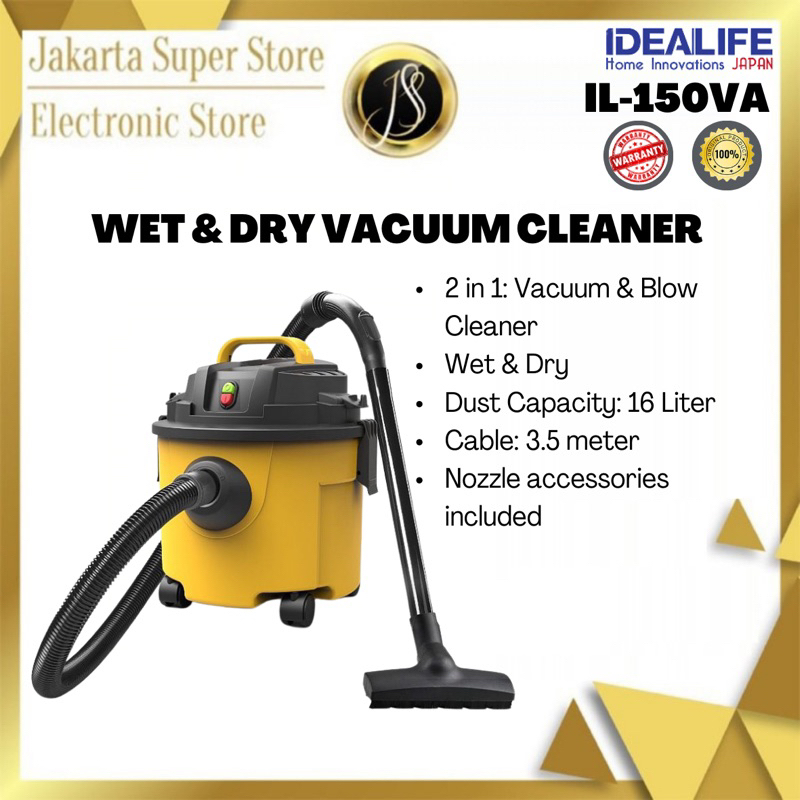 IDEALIFE VACUUM CLEANER WET & DRY KAPASITAS 16 LITER IL150VA