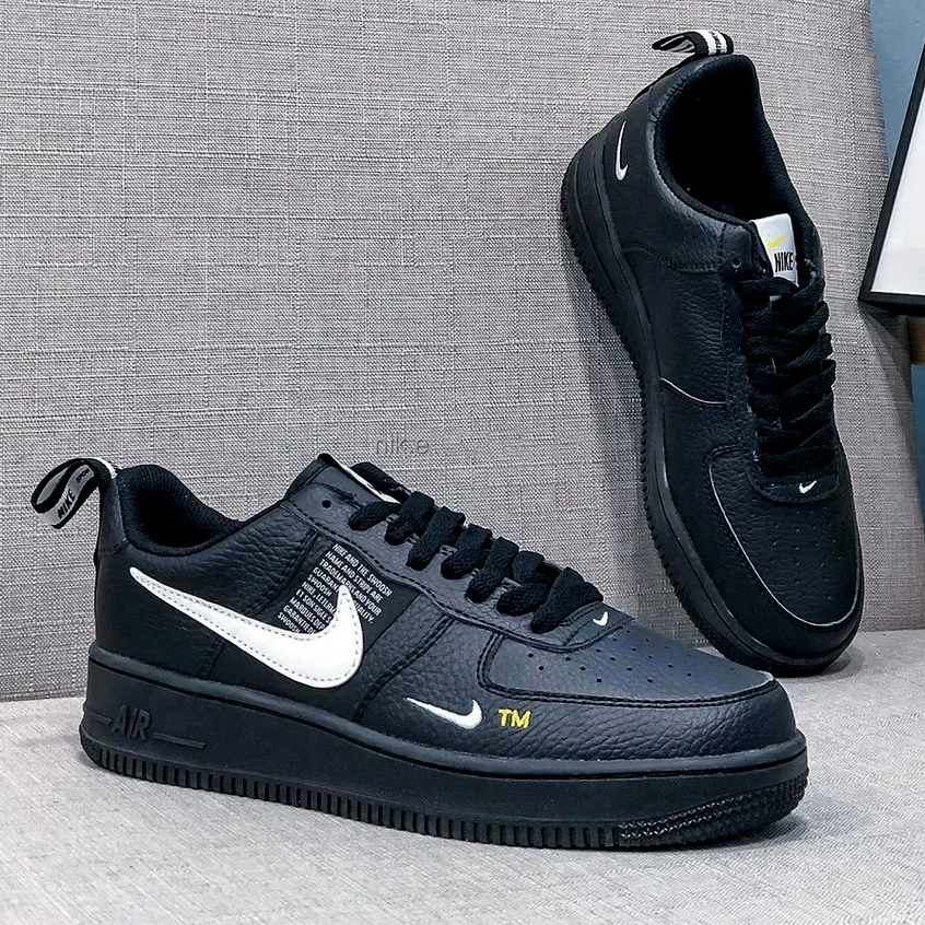 [BISA COD] Sepatu Pria dan Wanita Air Force 1 Utility Low White &amp; Black Premium Import