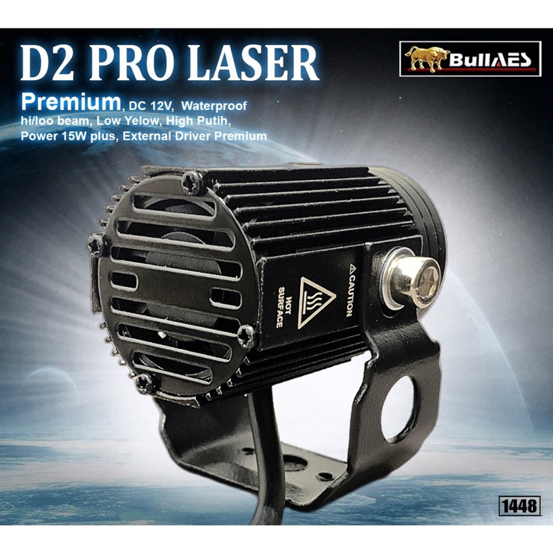 Lampu Tembak Laser D2 PLUS Hi Loo 15 Watt 20 Watt Laser Output merk BULLAES ORIGINAL