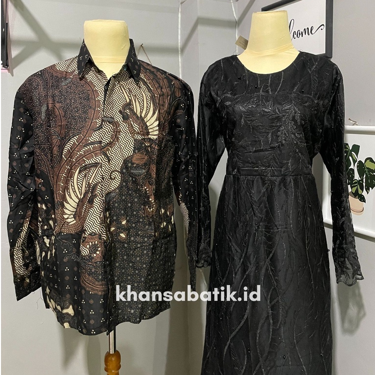 KHANSABATIK JUMBO XXL READY!!! HITAM SERIES GAMIS HITAM COUPLE KEMEJA BATIK PRIA LENGAN PANJANG OUTFIT KONDANGAN MUSLIMAH BAJU SARIMBIT PASANGAN KELUARGAHITAM DRESS FULL BROKAT KOMBINASI MUTIARA PAYET KONDANGAN LAMARAN WISUDA COUPLE OOTD KEKINIAN