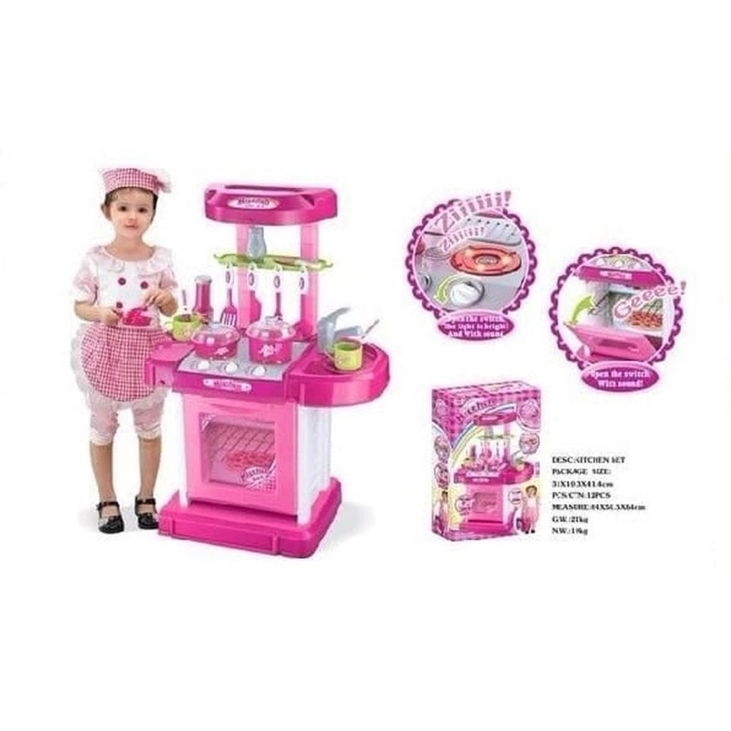 Mainan Masak-Masakan Koper Kitchen Set Warna Pinkk Packingan Box