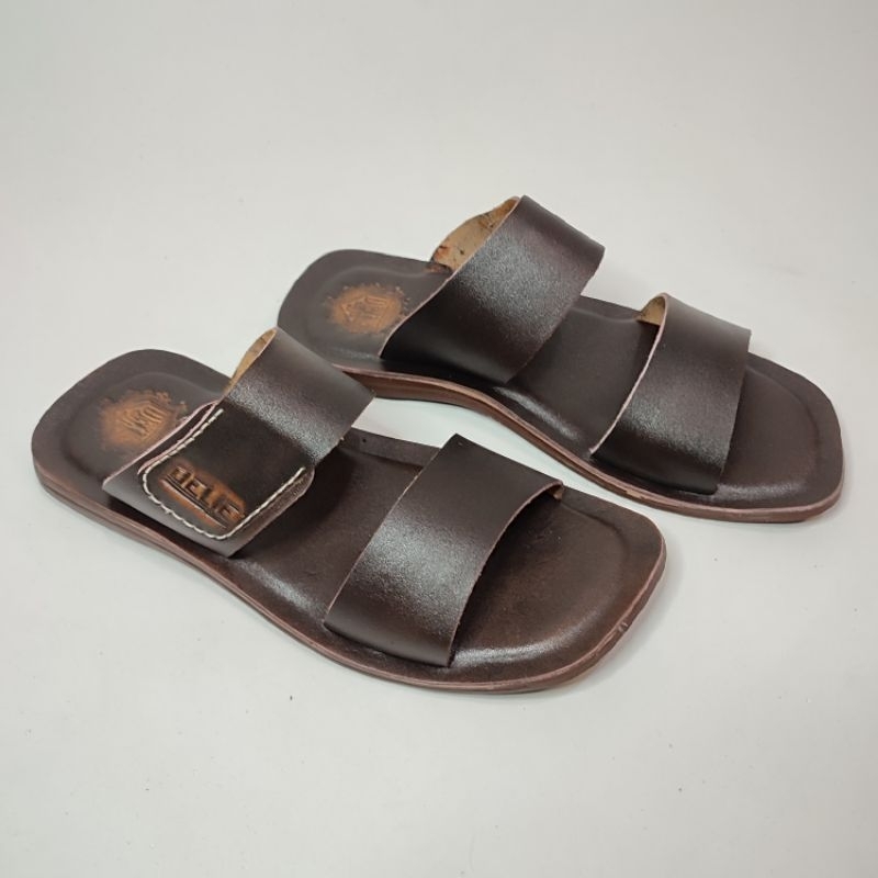 Sandal Pria slop original Kulit 100% Nyaman kuat kekinian