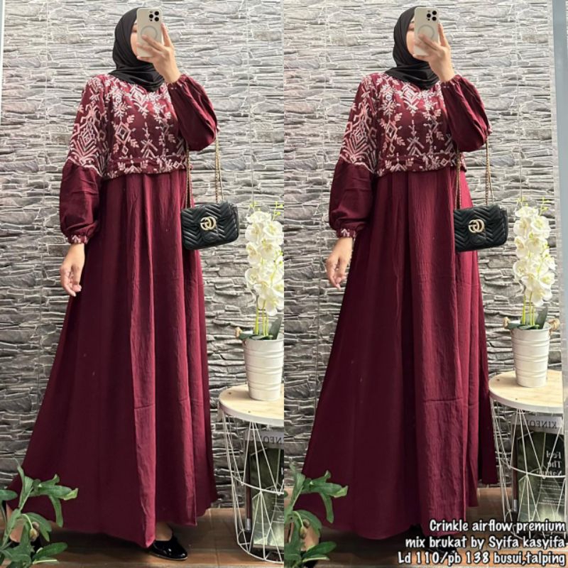 Gamis Crinkle Brukat Syifa Kasyifa