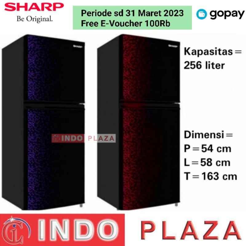 KULKAS 2 PINTU JUMBO TANPA BUNGA ES (NO FROST) GLOSSY DOOR SHARP SJ-316MG