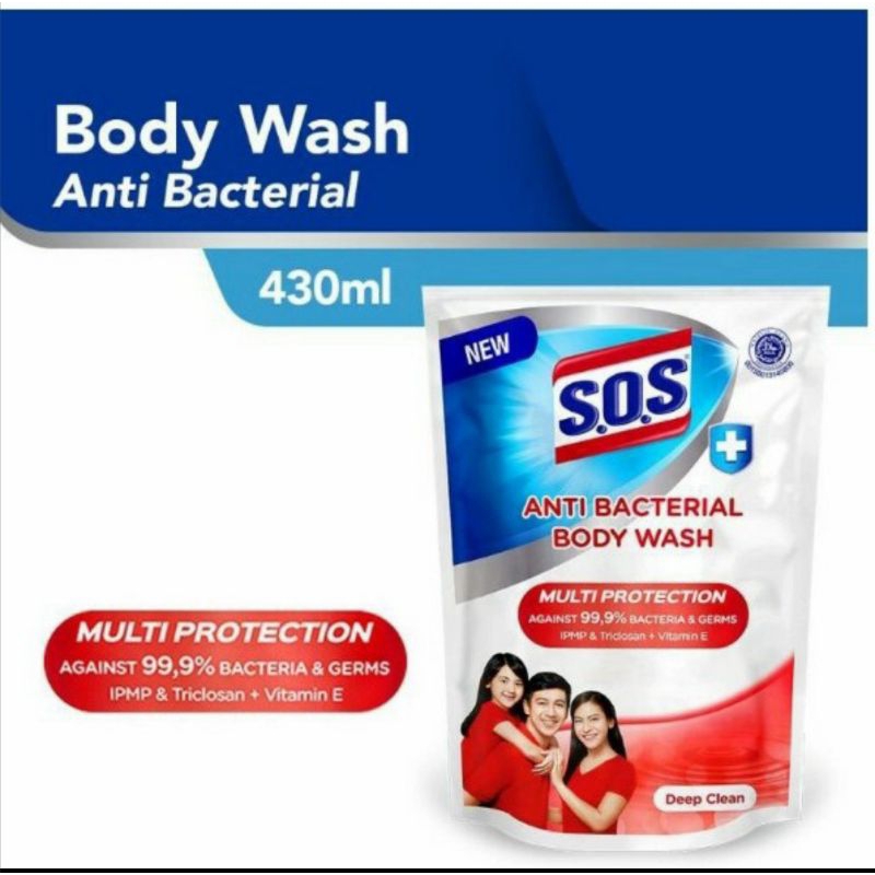 SOS AntiBacterial Body Wash/Sabun Mandi Refill 430ml