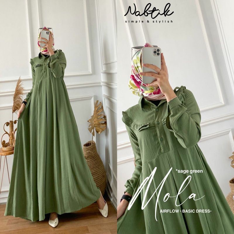 MOLA DRESS CRINCLE AIRFLOW GAMIS PREMIUM JUMBO BAHAN CRINCLE TERBARU TERMURAH