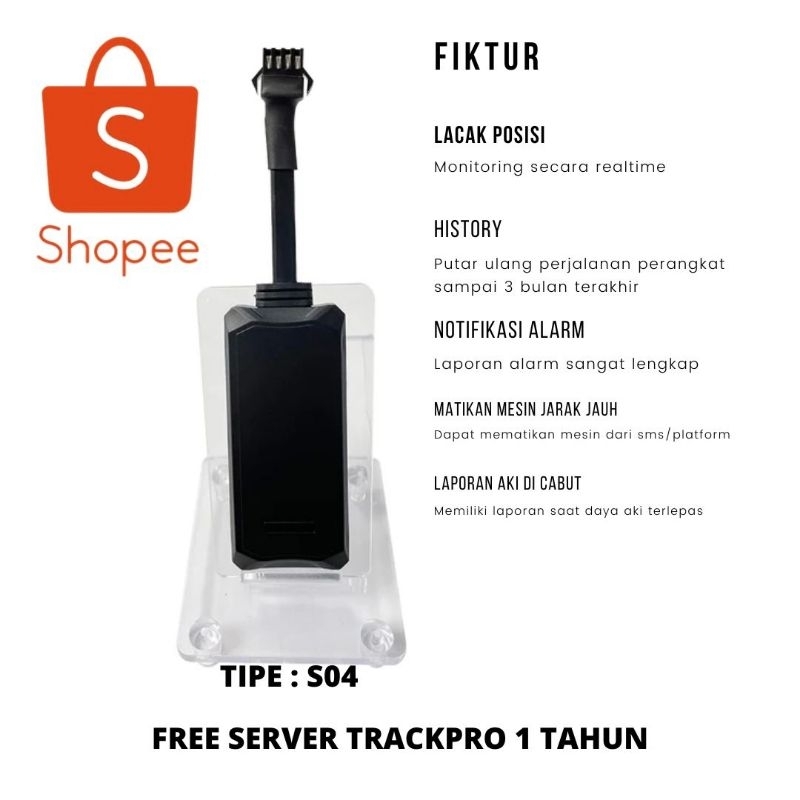 GPS TRACKER S04 FREE SERVER TRACKPRO 1 TAHUN