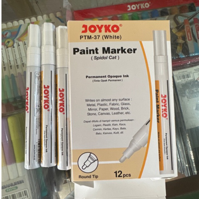 

(1 pcs) Spidol Cat Marker Putih Silver Emas / Paint Marker Spidol PTM-37 / 43 / 44 Premium Joyko
