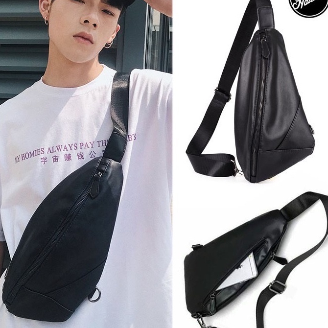 ONLYONE12 Tas Selempang Pria Model Lonjong Kulit / Tas Pria Tas Selempang Dada / Waistbag Pria