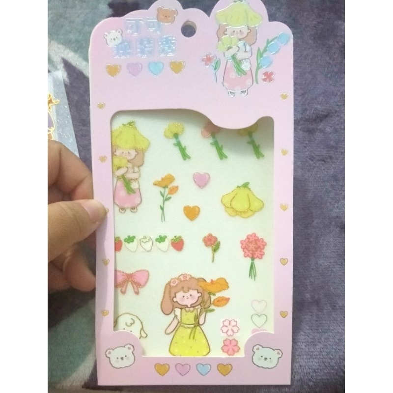 

stiker kartun korea/stiker motif lucu/ stiker glitter