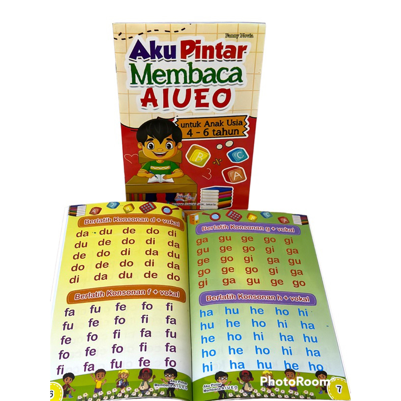 Buku Anak Aku Pintar Membaca AIUEO Untuk Anak Usia 4-6 Tahun Full Colour