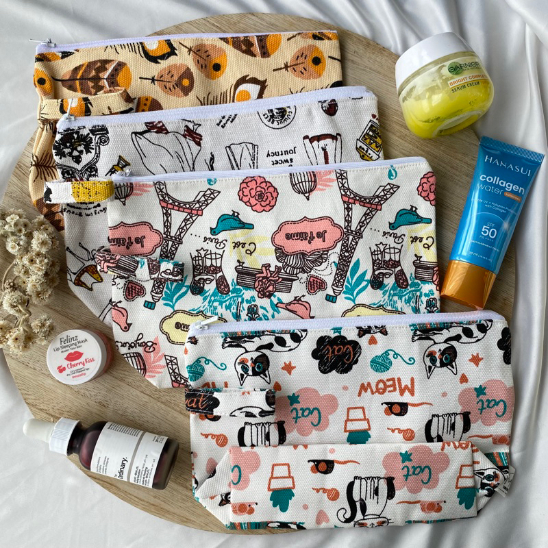 Canvas Pouch/ Travel Pouch/ Makeup Pouch/ Dompet Kanvas/ Travel Pouch