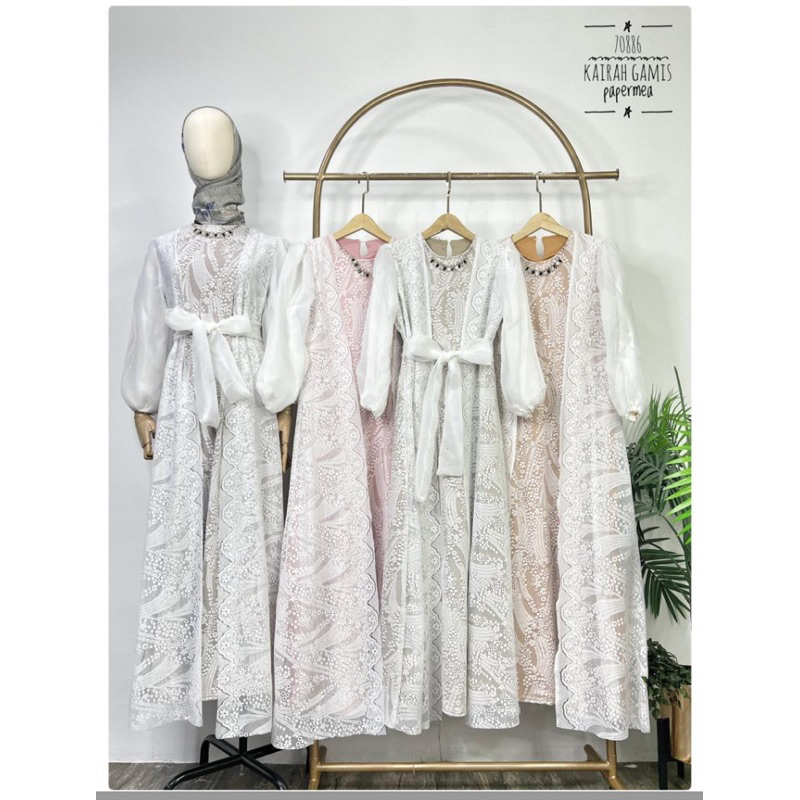 Papermea Dress Lace Organza Premium | Kairah Gamis