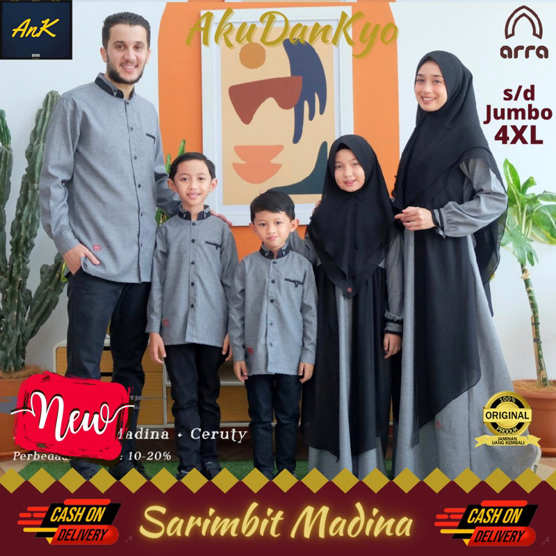 Sarimbit Keluarga 2023 Arra Madina Charcoal Baju Couple Keluarga Lebaran 2023