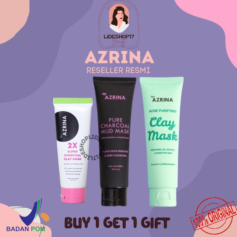 [READY SIAP KIRIM] Azrina Pure Charcoal Mud Mask | Masker Penghilang Komedo | Azrina Acne Clay Mask | Azrina 2x Super Charcoal Clay Mask