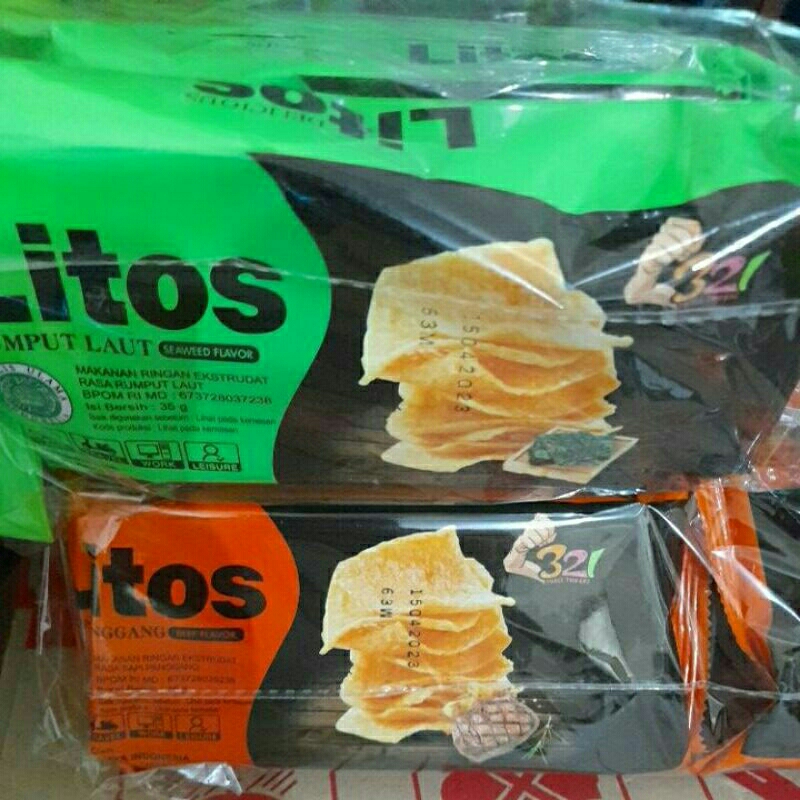 

Snack Kripik Litos Gurih enak higienis 1 Pak isi 10 Sachet