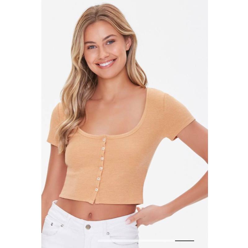 Forever21 Button-Front Knitted Crop Top