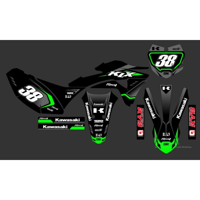 Decal Custome Stiker Klx Gordon Hijau kawasaki