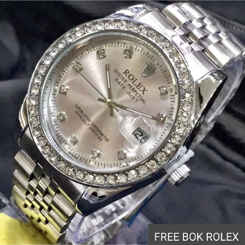 Jam Tangan Pria  Rantai stainless Steel Rolex3317 Motif mata  / Jam Tangan Cowok Anti Air Varian Terbaru