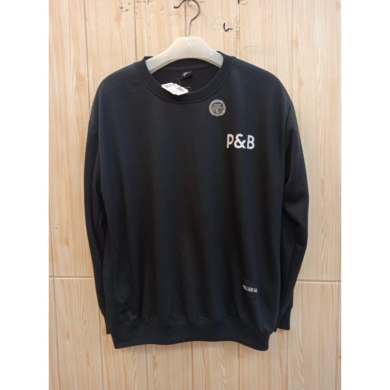 SWEATER CREWNECK DISTRO HITAM PRIA PANJANG