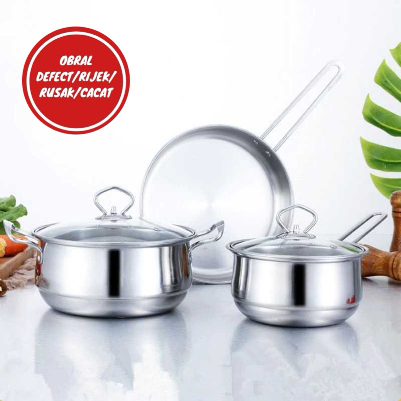 [OBRAL RIJEK] Set Panci Masak 3 in 1 Deep Frying Soup Pot - FF110