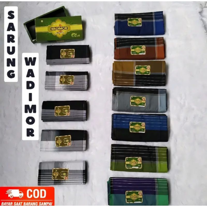 SARUNG TENUN WADIMOR MOTIF KOTAK HAWAI DAN HITAM PUTIH KAIN SARUNG PRIA REMAJA - DEWASA PAKAIAN MUSL