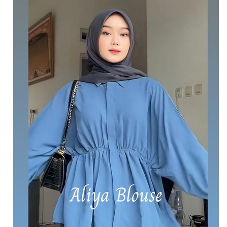 Aliya Blouse Kerut Wanita Oversized - Batwing Top Blouse - Atasan Wanita - Kemeja Wanita - Baju Lengan Panjang Wanita - Laura Cotton Top Blouse - Atasan Blus