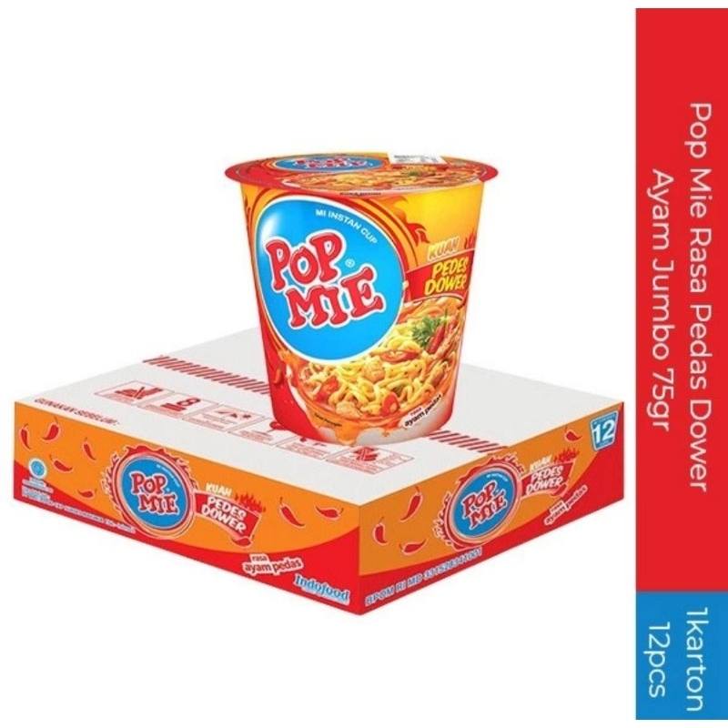 

Pop Mie Kuah Pedas Dower JUMBO 80 gram, 1 dus karton 12 pcs murah