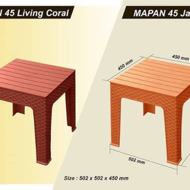 meja tamu rotan sintetis NAPOLLY mapan 75 45 46 / meja teras