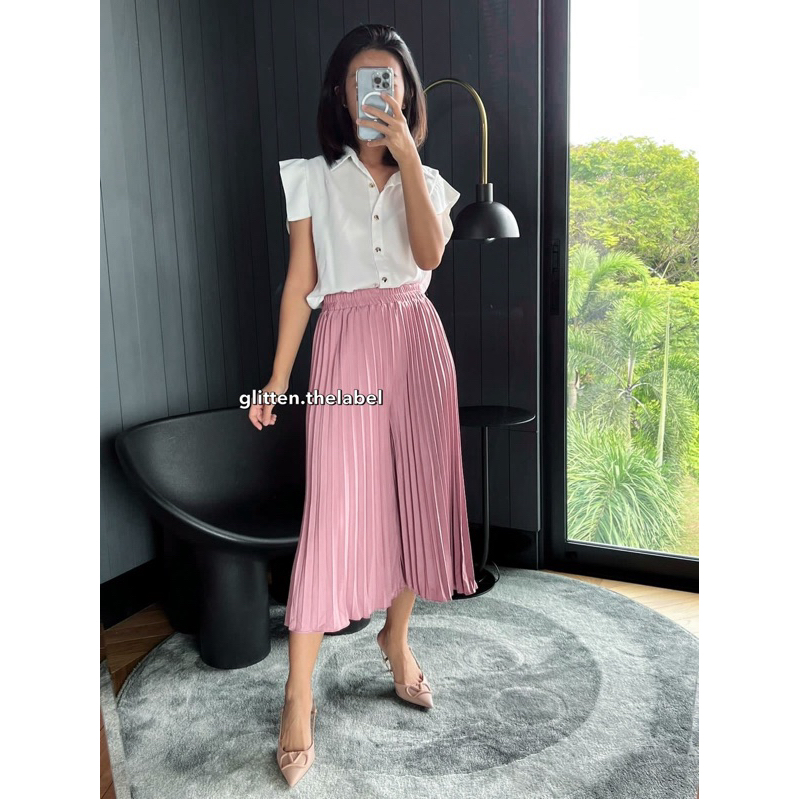 KULOT plisket MIDI mayung / Kulot 7/8 / Celana Kulot midi / Kulot plisket tanggung / Pleats Pants (05)