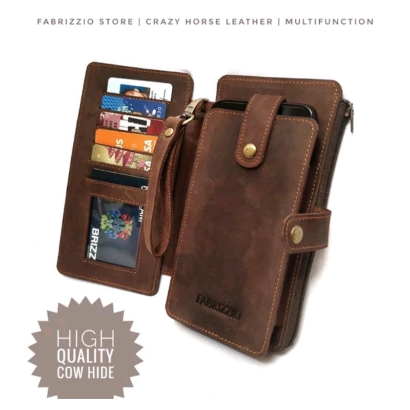 Dompet HP Kulit Sapi Asli Tebal Crazy Horse Multifungsi