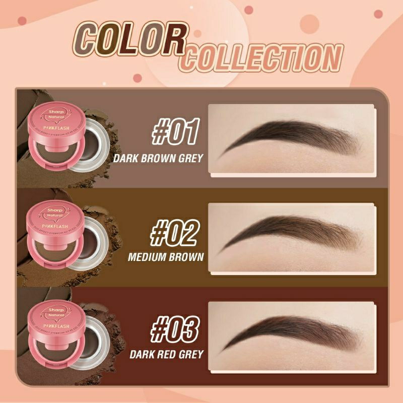 Pinkflash 2in1 Krim Alis Eyebrow Gel Waterproof Eyebrow Cream Powder