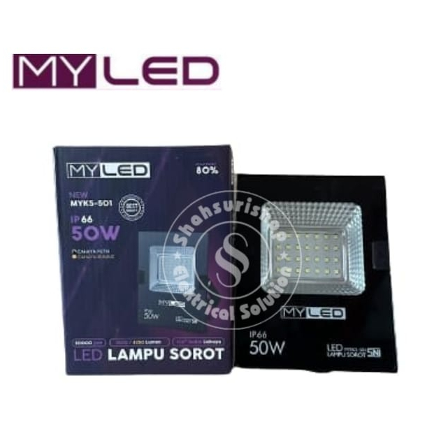 MYLED FLOOD LIGHT 50W 50 WATT IP66 LAMPU SOROT MURAH TERANG BERGARANSI