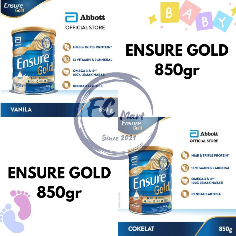 

ENSURE Gold HMB Coklat Vanilla 850gr - Susu Nutrisi Dewasa Rendah Laktosa