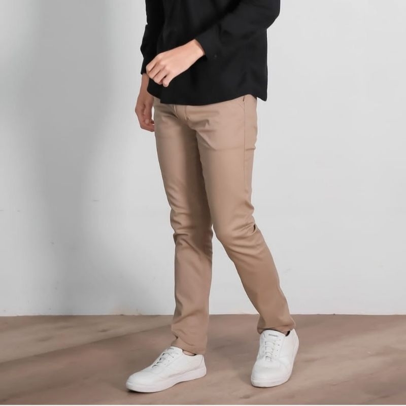 CELANA PRIA CHINO Slim fit Panjang Kerja kantor Santai Liburan Cowok Gentleman Boy Skinnyhtytth