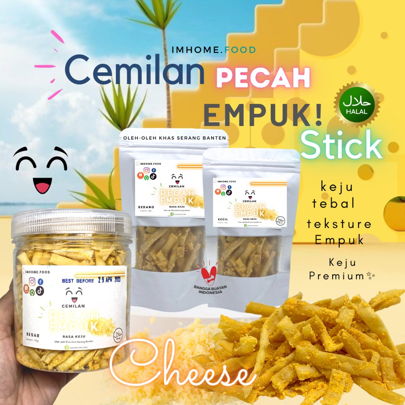 

Cemilan Kiloan Pecah EMPUK CHEESE STICK IMHOME oleh oleh khas serang banten Snack Ringan Makanan kue kering KEJU lidi lidian jadul food home made by order fresh rambut nenek manis asin pedas open reseller renyah viral enak gurih kue lebaran tamu ultah