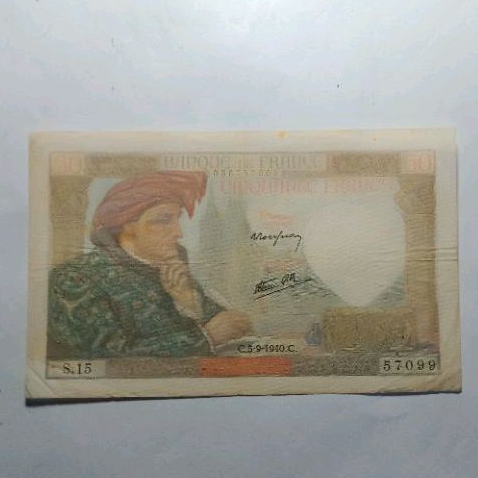 50 Francs 1940 Uang Kertas Kuno Perancis VF