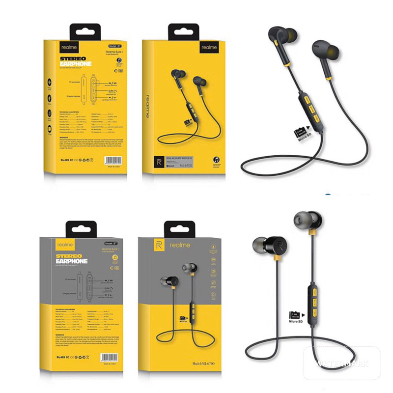 HEADSET - HANDSFREE - EARPHONE BLUETOOTH REALME MJ6700 MEGABASS EXTRABASS SPORT BISA SLOT MEMORY CARD KUALITAS GRADE A