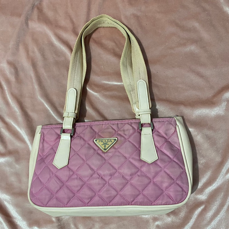 vintage y2k pink prada shoulder bag