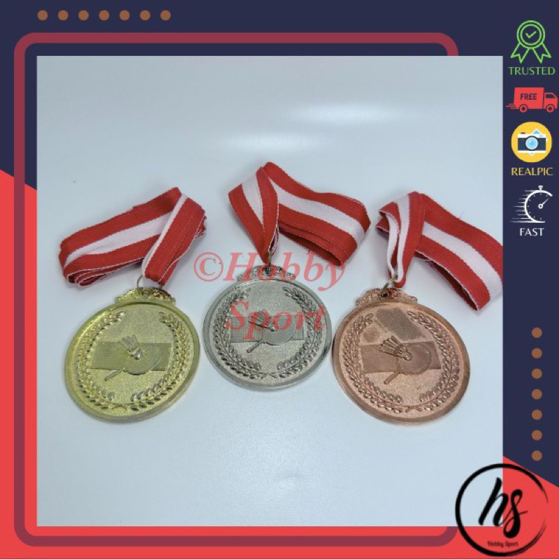 Medali Logam Eceran Logo Badminton Tali Mendali Juara Besi Kejuaraan