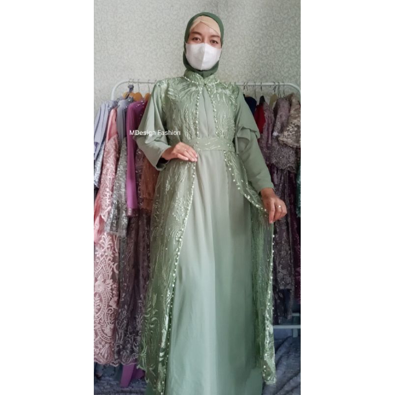 gamis brukat wrna Sage green