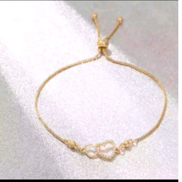 gelang titanium motif love gendeng serut rose gold fashion wanita modern anti luntur dan karat