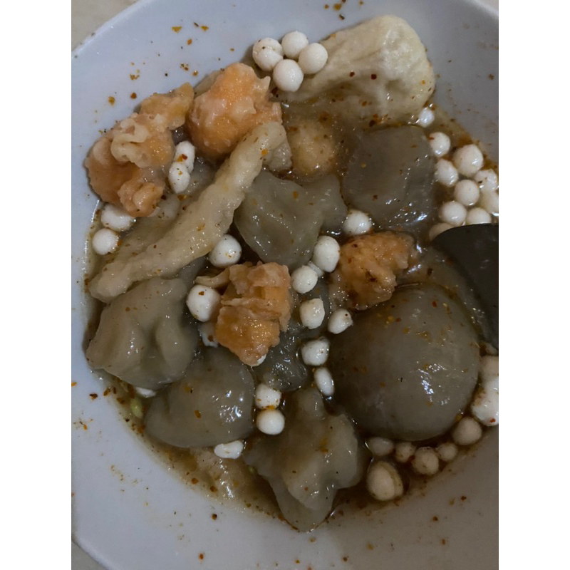 

baso aci tulang rangu,mozarella,ayam suwir