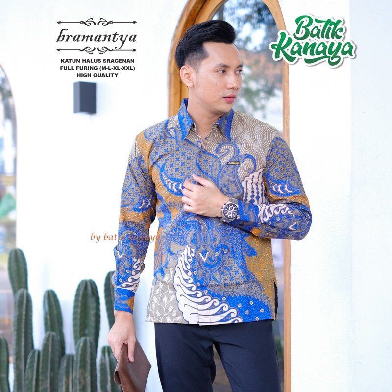 BRAMANTYA Kemeja Batik Pria Bahan Katun PREMIUM Berlapis Furing