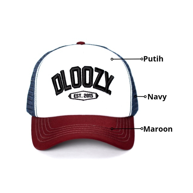 Topi Jaring Pria DLOOZY Trucker Hats Putih Maroon Navy Caps