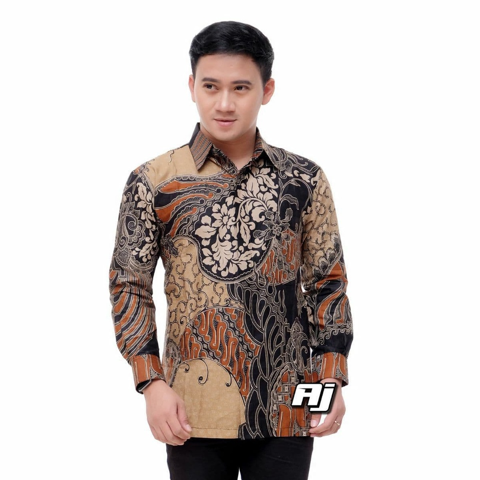 Atasan Kemeja Batik Pria Dewasa Lengan Panjang Bahan Katun Halus Baju Kondangan Kerja Pakaian Pria Premium Termurah